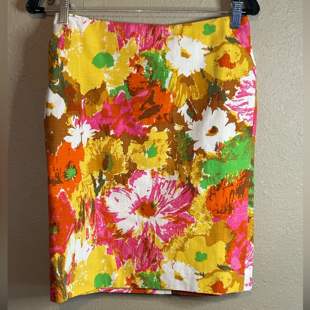 Talbots Women's Petite 2P Multicolor Floral Straight Pencil Skirt